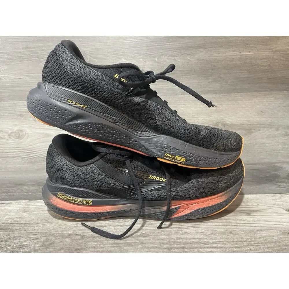 Brooks Adrenaline GTS Mens Running Shoes Black Burnt Sienna Sneaker Size 12 M